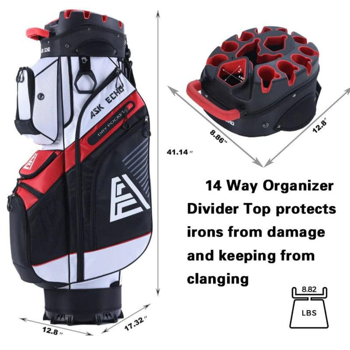 T-LOCK 2.0 14 Way Organizer Dividers Golf Soundless Cart Bag