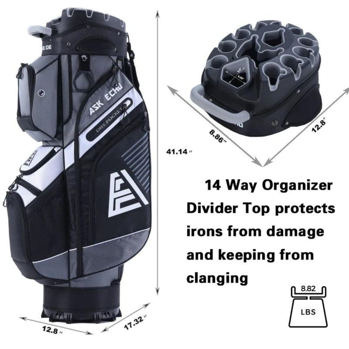 T-LOCK 2.0 14 Way Organizer Dividers Golf Soundless Cart Bag