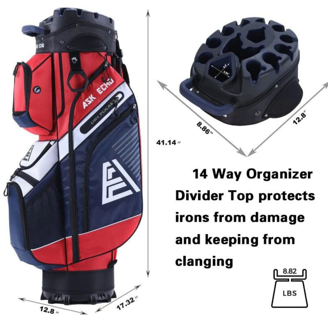 T-LOCK 2.0 14 Way Organizer Dividers Golf Soundless Cart Bag