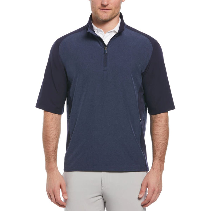 Heather Blocked Half Zip Golf Pullover