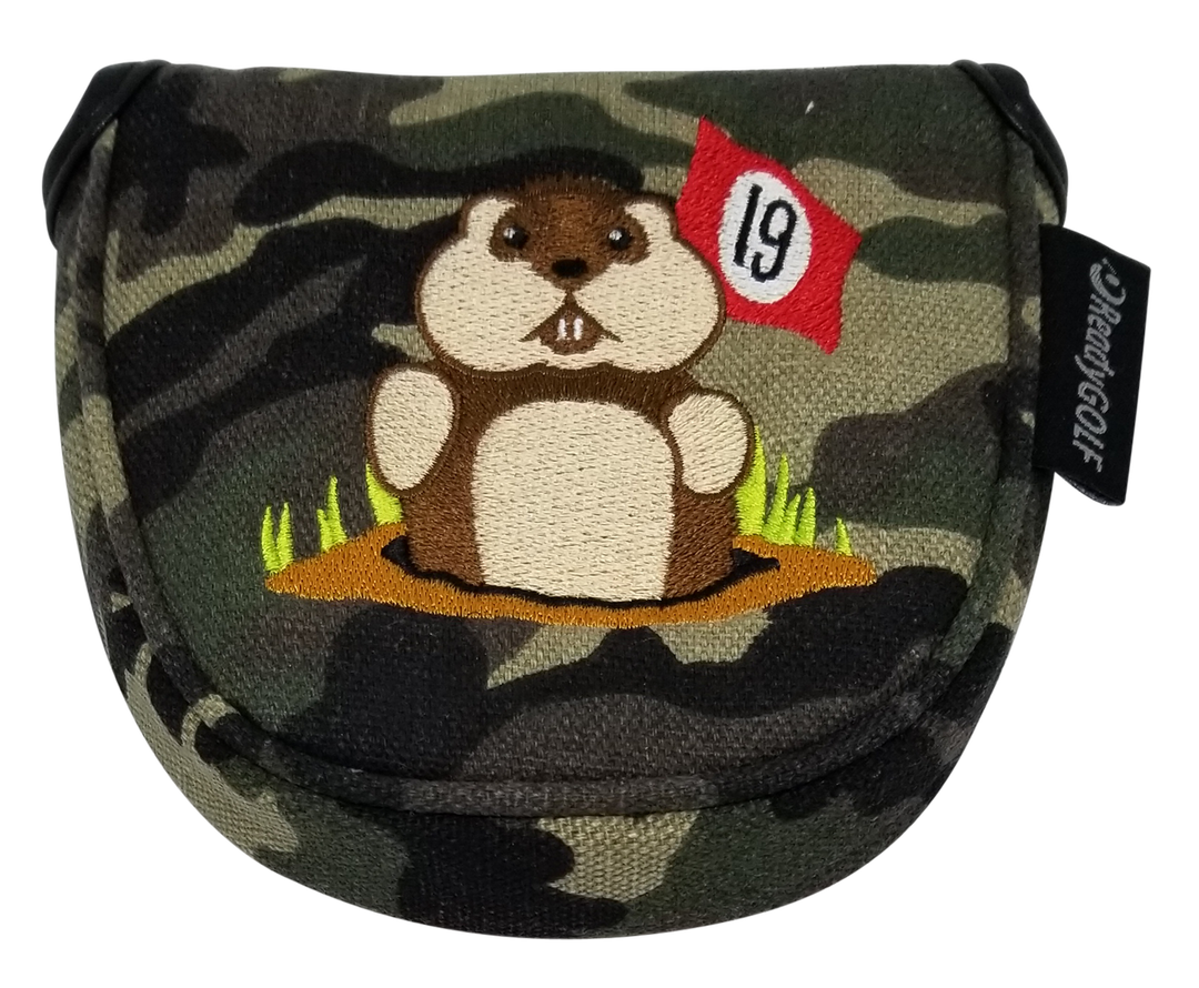Dancing Gopher Camo Embroidered Mallet Putter Cover by ReadyGOLF