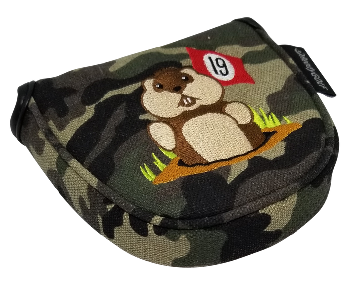 Dancing Gopher Camo Embroidered Mallet Putter Cover by ReadyGOLF