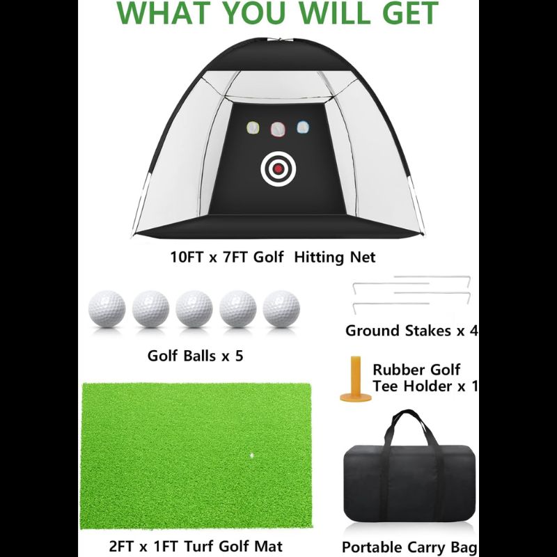 Golf Net: 10x7ft Golf Practice Hitting Net