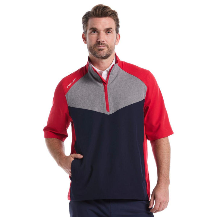 Mens 1/2 Zip Wind Jacket Short Sleeve