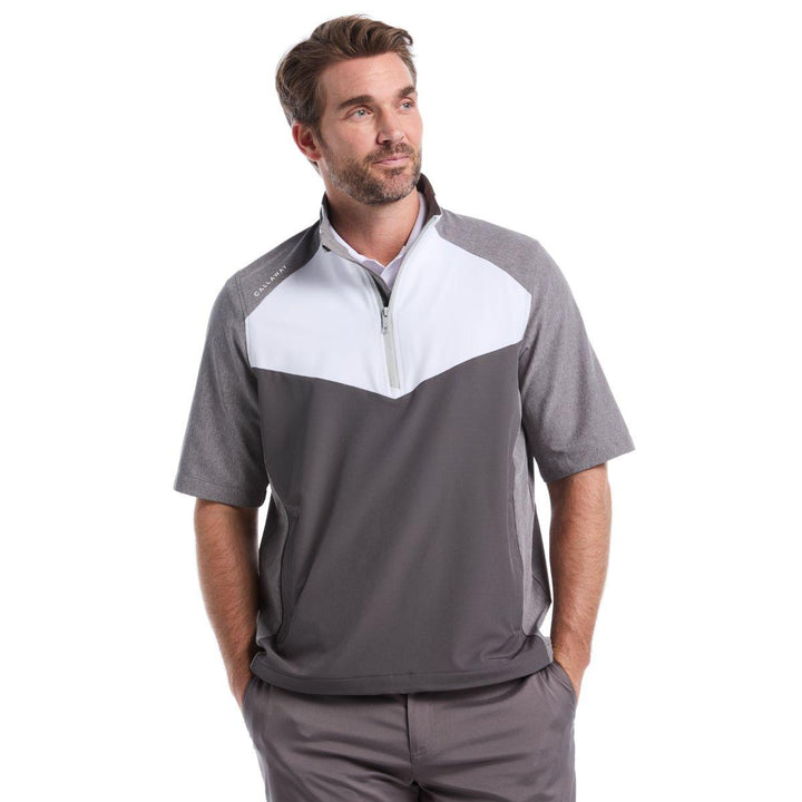 Mens 1/2 Zip Wind Jacket Short Sleeve