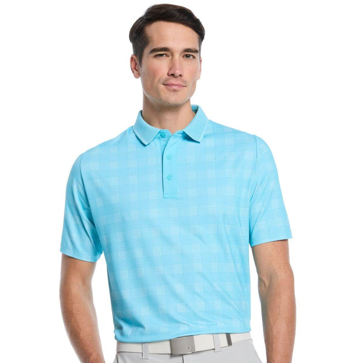 Mens Chevron Plaid Print Golf Polo