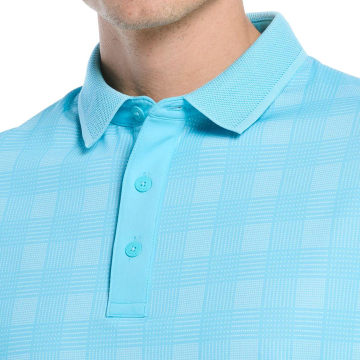Mens Chevron Plaid Print Golf Polo