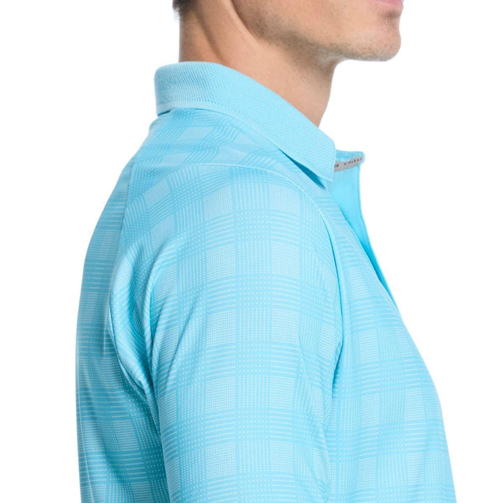 Mens Chevron Plaid Print Golf Polo