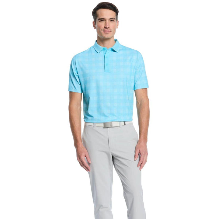 Mens Chevron Plaid Print Golf Polo