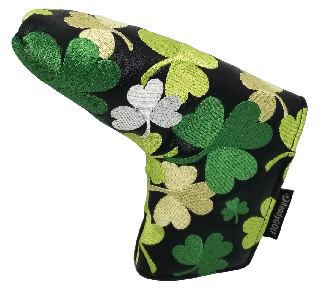 Shamrocks All-Over Embroidered Blade Putter Cover by ReadyGOLF