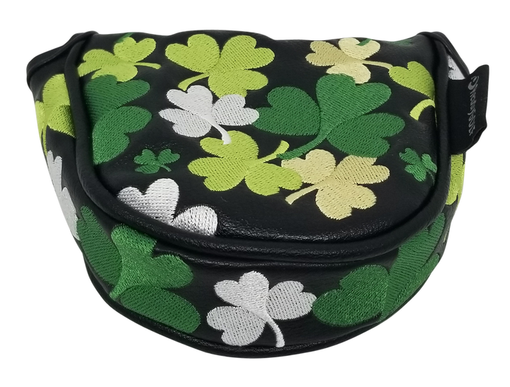 Shamrocks All-Over Embroidered Mallet Putter Cover by ReadyGOLF
