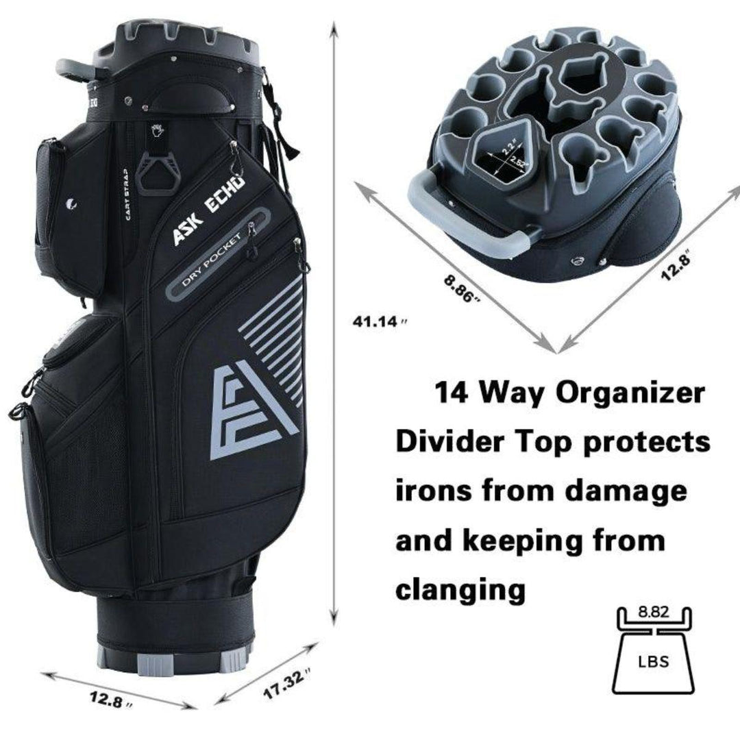 T-LOCK 2.0 14 Way Organizer Dividers Golf Soundless Cart Bag