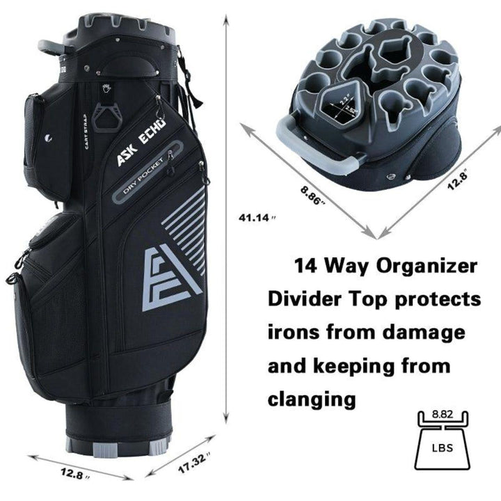 T-LOCK 2.0 14 Way Organizer Dividers Golf Soundless Cart Bag