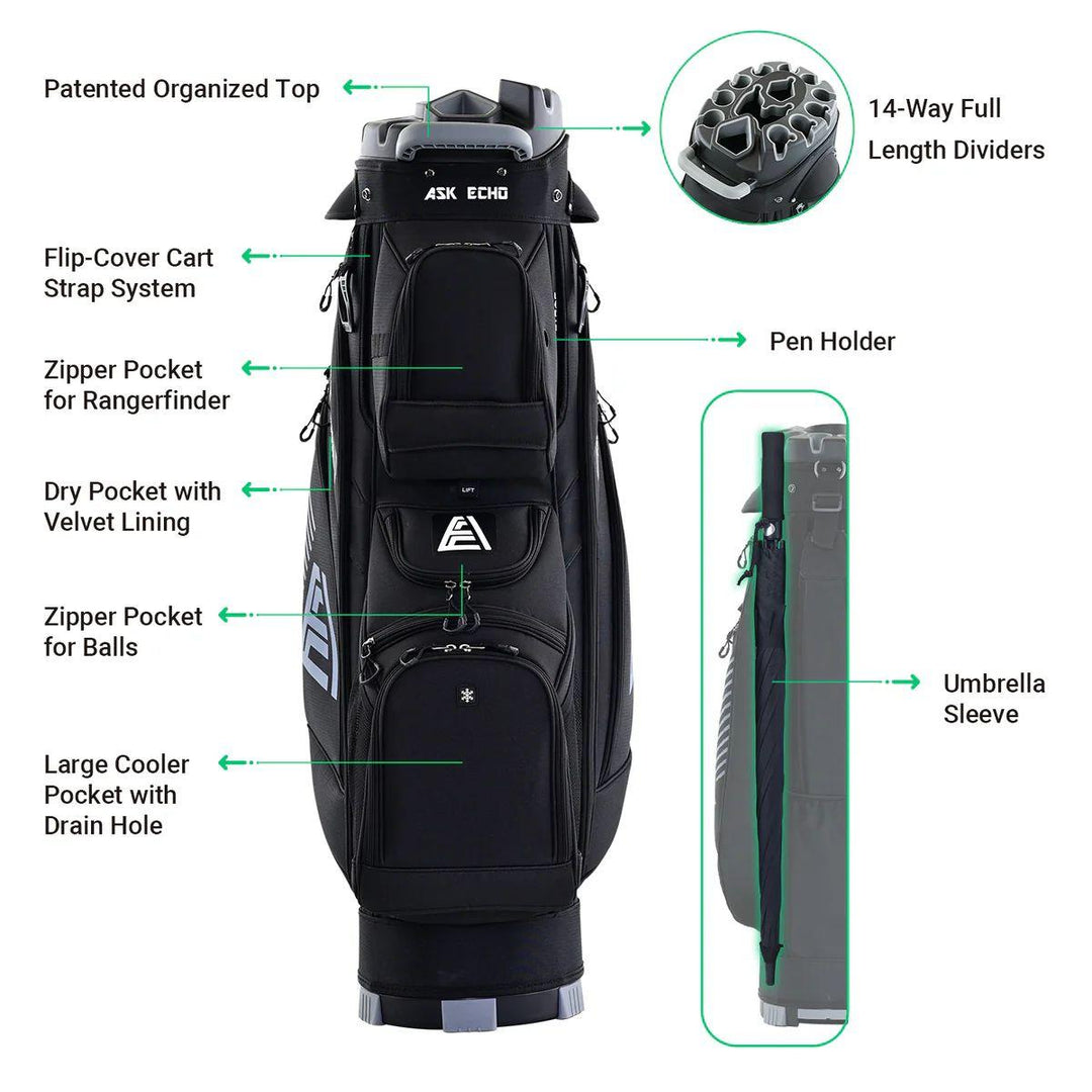T-LOCK 2.0 14 Way Organizer Dividers Golf Soundless Cart Bag